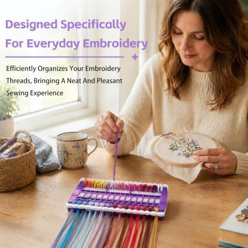LOKUNN Embroidery Floss Organizer 30 Positions 2 Pcs Thread Organizers