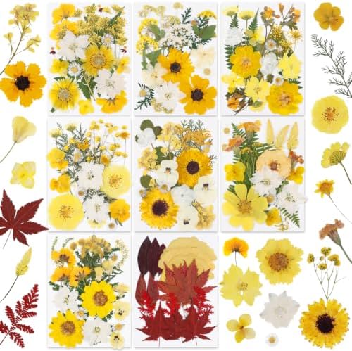 128 Pcs Fall Dried Pressed Flowers for Resin,Natural Real Dried Flowers