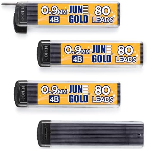 June Gold 0.9 mm, 320 Lead Refills, 4B, 4 Dispensers/w 80 Pieces Each