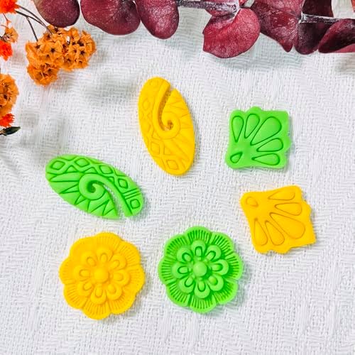 Xaekicr Polymer Clay Cutters Set – 3PCS Decorative Clay Cutters for Polymer Clay Jewelry, Carved Pattern Clay Earring Cutters Shapes, DIY Clay Tools for Earrings and Crafts