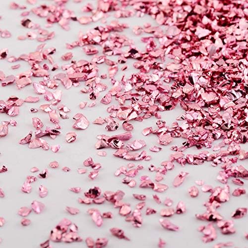 Crushed Glass Irregular Metallic Chips Sprinkles Chunky Glitter Light Pink 100g 2-4mm for Nail Arts Craft DIY Vase Filler Epoxy Resin Mold Scrapbooking Jewelry Making Decoration (Light Pink, 2-4mm)
