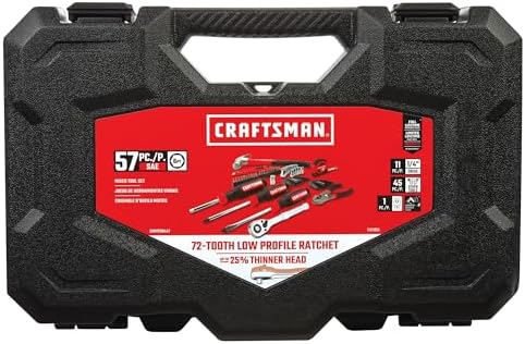 CRAFTSMAN 57 Piece Mechanics Tool Set Home Tool Set, Sockets, Ratchet, Screwdrivers, Hammer, Pliers, Hex Keys, Specialty Bits Hand Tools (CMMT99447)