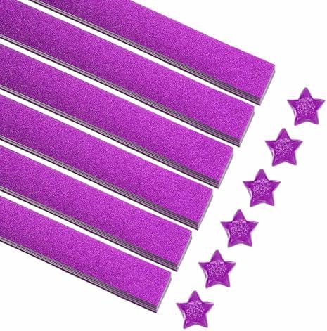 MECCANIXITY 200 Sheets Origami Paper Glitter Stars Papers Purple Fold Paper for Beginner Arts Crafts Projects,0.4 x 8.7 Inch