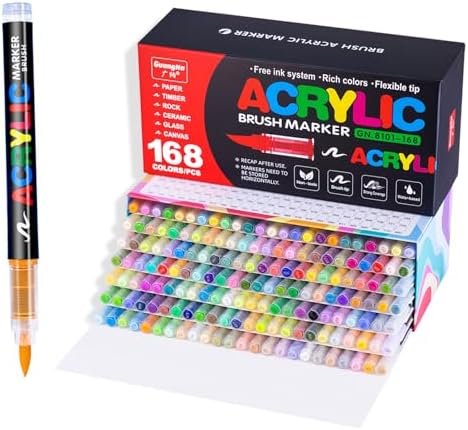 Guangna 168 acrylic paint markers for stones, fabric, wood, and more