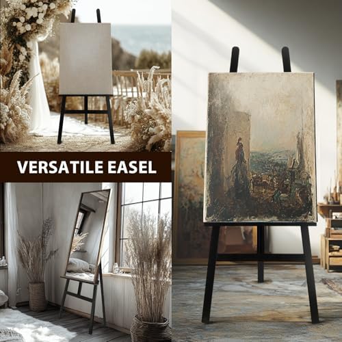Large Black Wooden Easel Stand for Sign, A-Frame Painting Easel