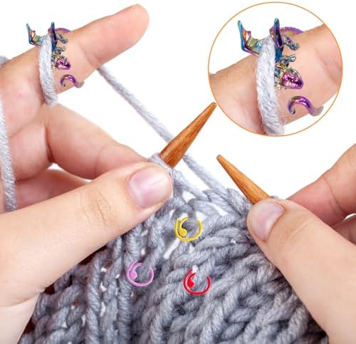 HUISUYTON 4PCS Adjustable Dragon Crochet Tension Ring for Finger(Colorful)