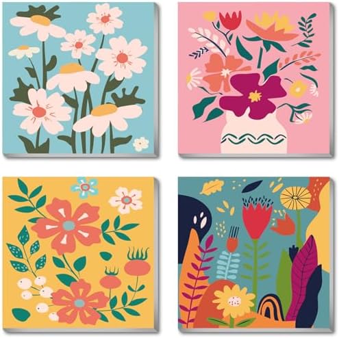 eimivrc 4 Pack Paint by Numbers Kit for Adults Framed,Flowers Paint by Numbers for Adults Beginner,DIY Acrylic Oil Painting for Home Wall Decor(8x8inch)