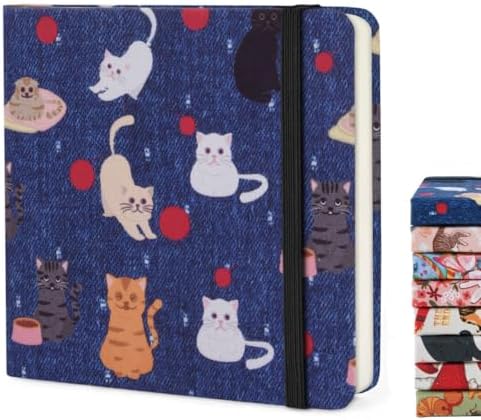 Handy Size 5 x 5 inches Sketch Book, 80GSM Acid Free Artistic Drawing Painting Writing Paper, Hardcover Cloth Cover Art Sketchbook,Journal Notebook.Cowboy Ball Cat