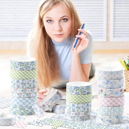12 Rolls Hydrangea Washi Tape Set, Floral Watercolor Decorative Masking Tape, Pink and Blue Hydrangea Flower Patterns for Spring Arts,Craft Projects, Scrapbook Decoration, Journal Making,Gift Wrapping