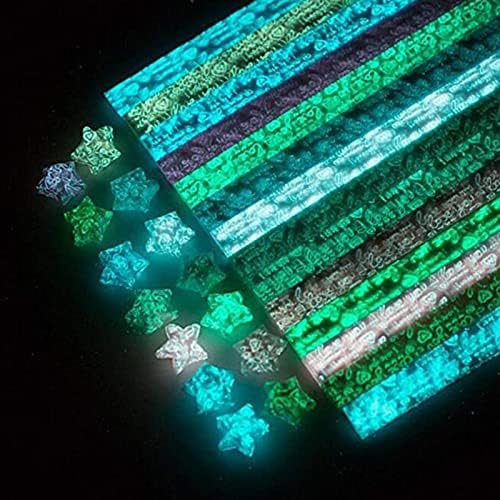 Luminous Origami Stars Papers Package DIY Paper Glitter Origami Stars, Glows in The Dark Stars Folding Paper, 600 Sheets, 20 Colors(20 Luminous Colors)