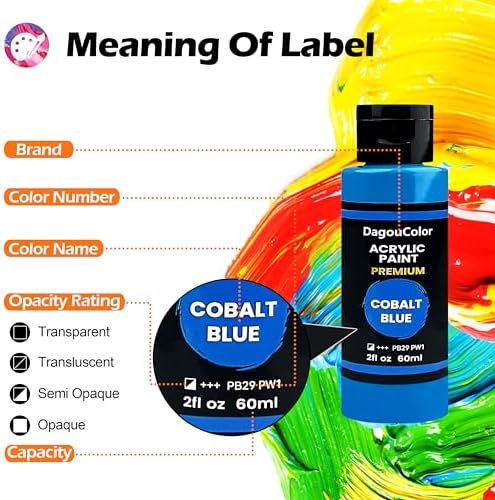 Acrylic Paints Set, 60ml Art Craft Paint Bottles - 24 Colors Set