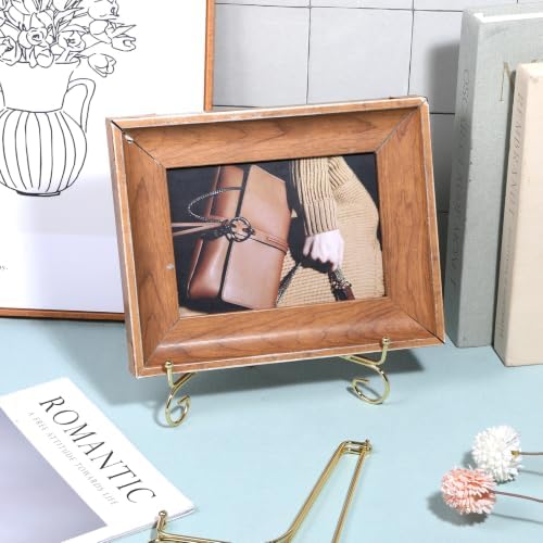 10 Pcs 8 Inch Plate Stands for Display, Gold Iron Small Easels