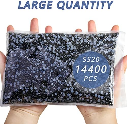 Beadsland Hotfix Rhinestones Bulk, Jet Black, SS20, 14400pcs