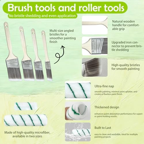Paint Roller Kit with Extension Pole, 28 PCS Set, 2-4 Ft Pole, 4"9" Paint Rollers,Paint Roller Cleaner,Paint Brushes Set for Professional Painting,House Paint Roller for Latex and Oil Paints & Stains
