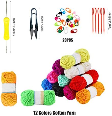 Allazone 57 PCS Mesh Plastic Canvas Sheets Kit Including 24 PCS Plastic Canvas, 12 Color Acrylic Yarn for DIY Crafts Embroidery Cross Stitch, Acrylic Yarn Crafting, Knit and Crochet Projects
