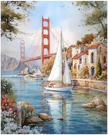 Reivworl Landscape Paint by Numbers Kit for Adults, Landscape Paint by Number for Adults Beginner, Painting by Number Kits for Gifts and Wall Decor 16x20Inch