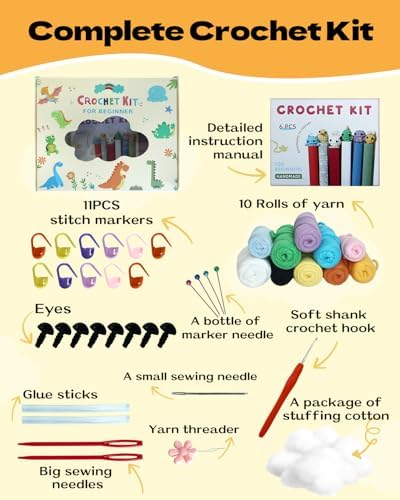 Fortilo Crochet Kit for Beginners 6PCS Animals Bookmarks