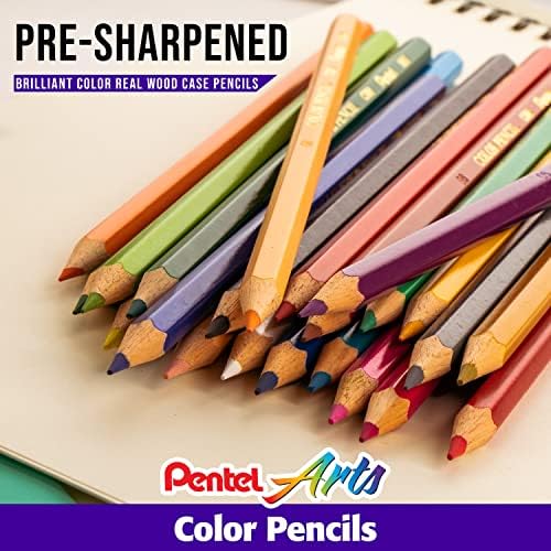 Pentel Arts Colored Pencils, Assorted Colors, Set of 24 (Pack of 2)