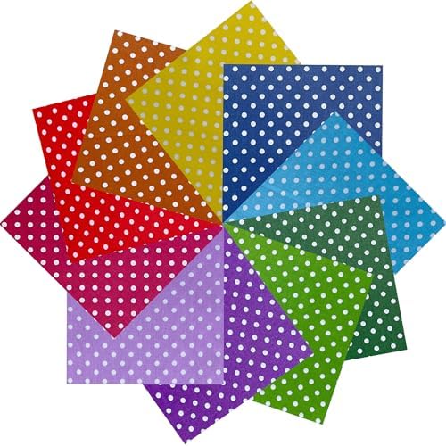 10"x10" 50pcs Cotton Fabric Squares for Sewing Quilting Supplies- Polka Dot