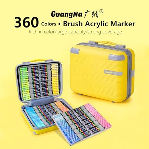 Guangna 360 acrylic paint markers for stones, fabric, wood, and more