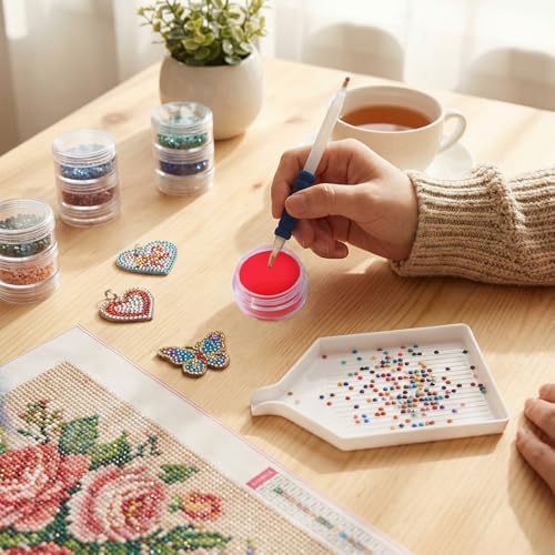 shuielai 10 Pcs for Diamond Painting Wax Refills with Storage Box, 10 Pack Wax Clay for Diamond Painting Pens DIY Craft Tools Accessories
