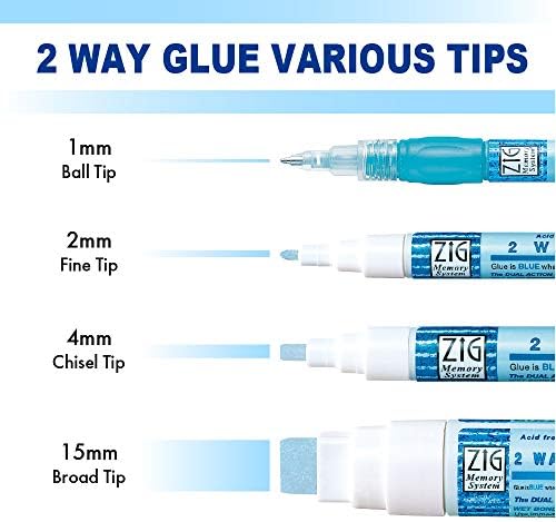 Kuretake Zig 2 Way Glue Pen, 2mm Fine Tip, 3 pcs Set, Adhesive for Professional,Artists, Crafting, Scrapbooking, Gift Card, Made in Japan
