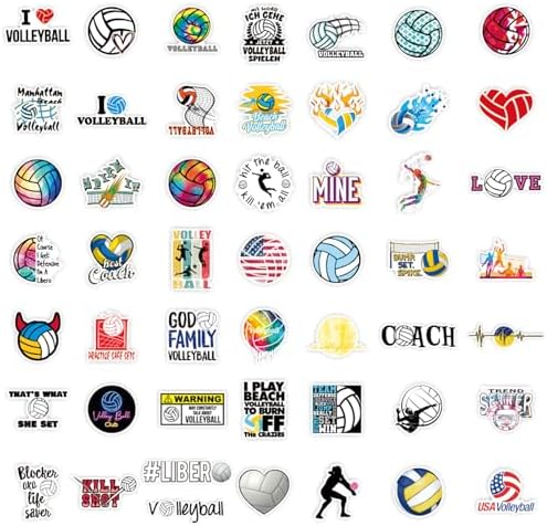DothRayan Volleyball Stickers Pack, 100PCS Vinyl Waterproof Volleyball Sports Stickers for Water Bottle, Volleyball Sticker Gifts for Kids Teens Adult Team Players Coach