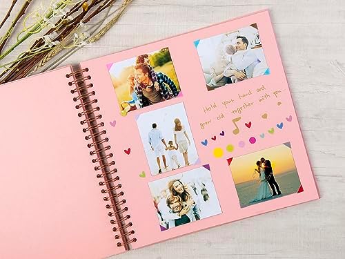 potricher 12 x 12 Inch Large DIY Scrapbook Photo Album 80 Pages, Pink | Thick Kraft Paper Scrap Book Photo Albums, Memory Book for Wedding, Anniversary, Baby, Family, Travel, DIY Projects
