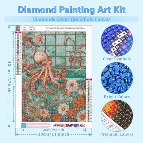 Reivworl Octopus Diamond Art Kits for Adults Beginner 12×16 inch