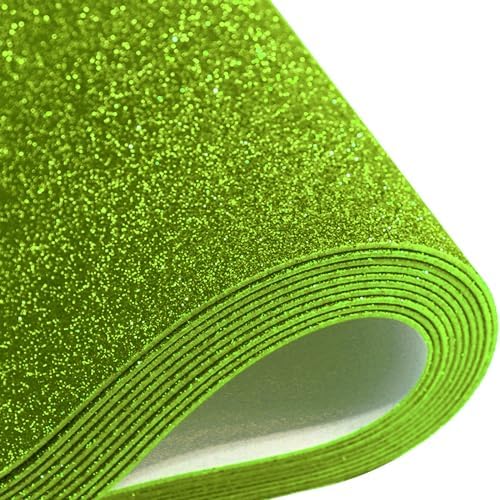 10 Sheets Glitter Cardstock Paper for ‌St. Patrick's Day‌ Father's Day Decor Table Decorations, Self-adhesive Backs 30 X 20cm A4 Paper for DIY Card (Grass Green)