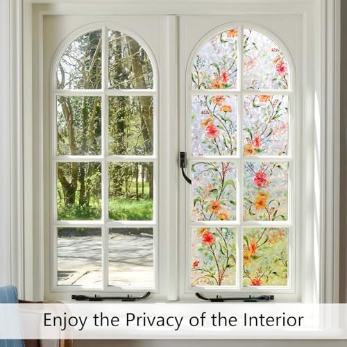 LEMON CLOUD Window Privacy Film, 3D Rainbow Stained Glass, 17.5″ x 157.4″