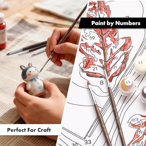 Artify Miniature Paint Brushes 14Pcs, Mini Paint Brushes with Goat Hair Drybrushes, Bionic Hair Fine Detail Paint Brushes - High Retention for Miniature Acrylic Paints, Paint by Numbers Brush Set