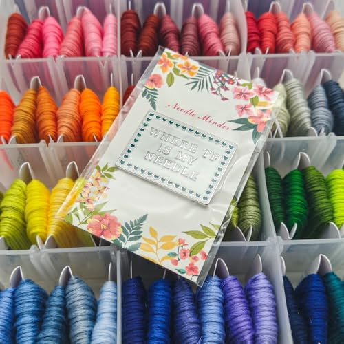 Needle Minder for Keeping Sewing & Embroidery Needles – Magnetic Needlepoint Holder, Cross Stitch Supplies – Secure & Decorative Needle Minders for Stitching & Crafting (Where TF is My Needle)