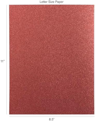 Shimmer Cardstock Paper 8.5 x 11- Assorted Glitter, Metallic, and Pearl Sheets for Crafts, Scrapbooking, Card Making - 20 Pack, 85lb Heavyweight, 230 GSM, Red