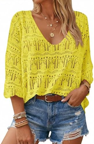 Saodimallsu Womens Crochet Cover Up Sweater Tops