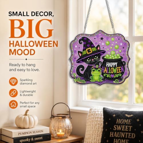 Halloween Diamond Art Hanging Kit for Adult, Diamond Art Painting 8x8inch
