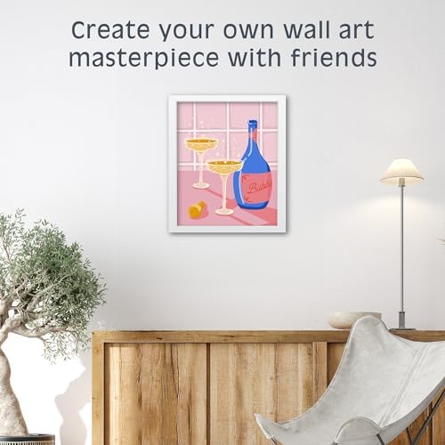 Pink Picasso Paint by Number Kit, All Ages, 8x10, Be Bubbly | Mid Century Modern Collection, Acrylic Paints and Brushes included, Pre-printed high quality canvas, DIY art kit, Gift-ready
