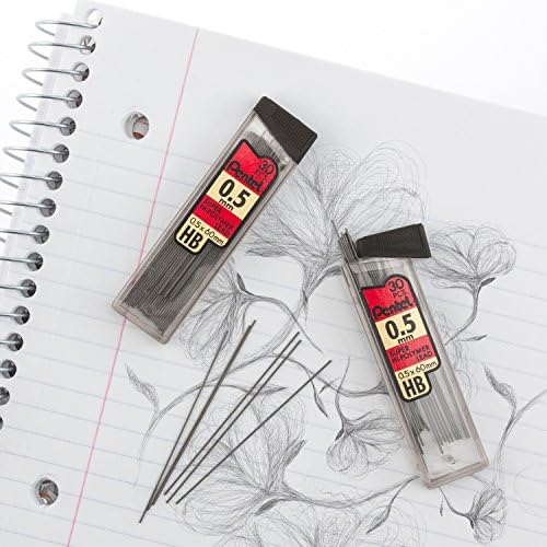 Pentel Super Hi-Polymer Lead Refills, (0.5 mm), Fine, HB, Pack of 9, 90 Pieces (C25BPHB3-K6)