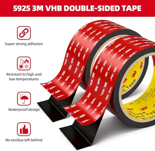 3M Double Sided Tape Heavy Duty 0.39in x 10ft, Removable Mounting Tape