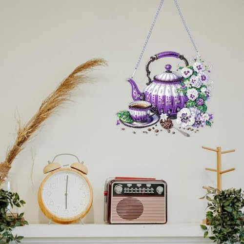 ARPADAMO teapot Diamond Art Kits for Adults, Acrylic Hanging Suncatcher