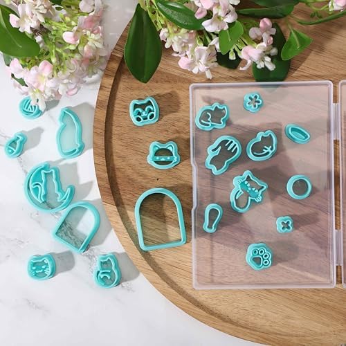 beinkmake 20Pcs Cats Polymer Clay Cutters Moon Kitten Clay Earrings Cutters