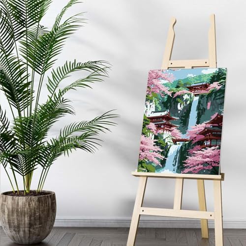 Auremi Flowers Framed Paint by Number for Adults,DIY Landscape Painting by Number Kits on Canvas Acrylic Oil Painting Kits for Adults Paint by Number Kits for Home Decor 20x30cm