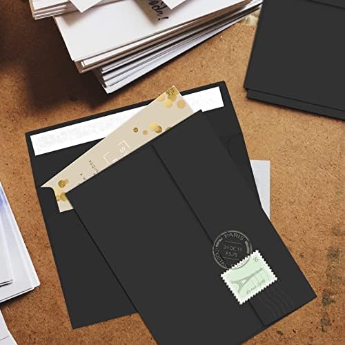 50 Packs 5x7 Envelopes, A7 5x7 Envelopes for Invitations, Printable Invitation Envelopes Self Seal for Weddings, Invitations, Photos, Greeting Cards, Mailing (Black)