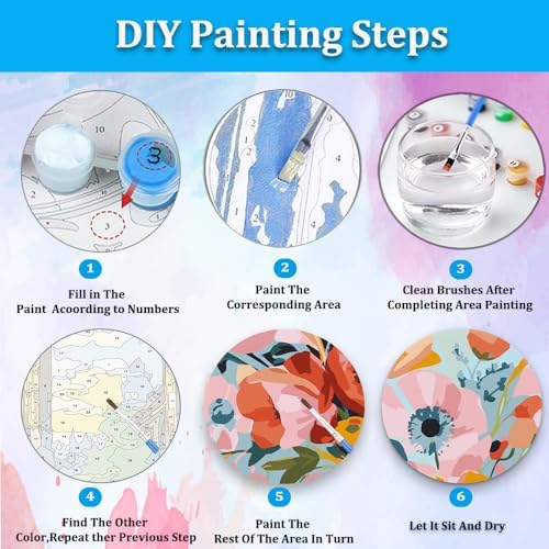 Artunion Abstract Flower Paint by Numbers Kit for Adults,Poppy Flower Paint by Number Kits, DIY Oil Painting Paint by Number Kits on Canvas Arts Craft for Home Wall Decor 16x20 Inch