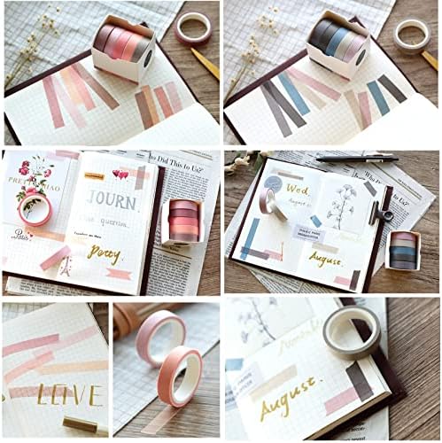 20 Rolls Washi Tape Set,10 mm x 5m Decorative Colored Masking Tapes for Scrapbooking, Junk Journal, Planners, DIY Crafts, Gift Wrapping