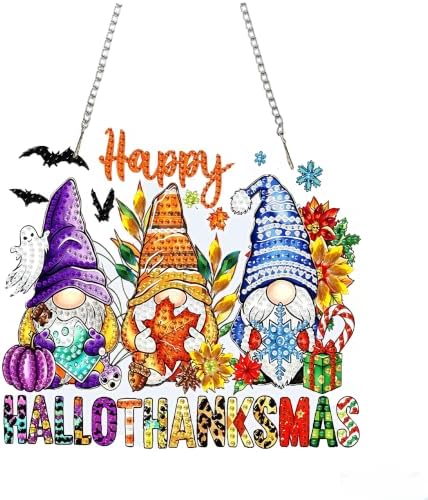 Halloween Gnome Hanging Diamond Art Kits for Adults, Pendant Suncatcher