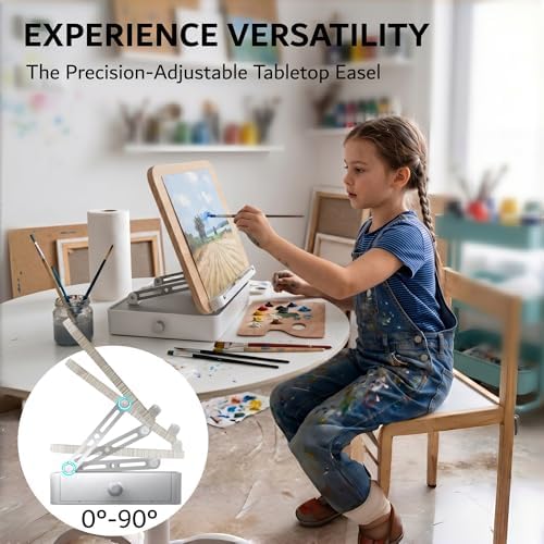 Tabletop Easel for Painting with Storage, Adjustable Height & Angle