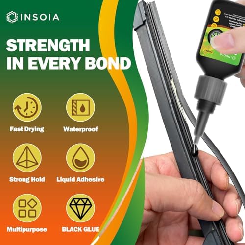 INSOIA Super Black Rubber Glue, 20g, Strong Bond, with Precision Tips