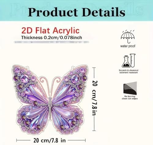 ARPADAMO Hanging Diamonds Art kit for Adult,DIY Butterfly Pendant Diamonds Painting Art Kit, 7.8x7.8 inch Acrylic Diamonds Painting Board Kit Ornament, Special Crystal Diamond Hanging Ornament