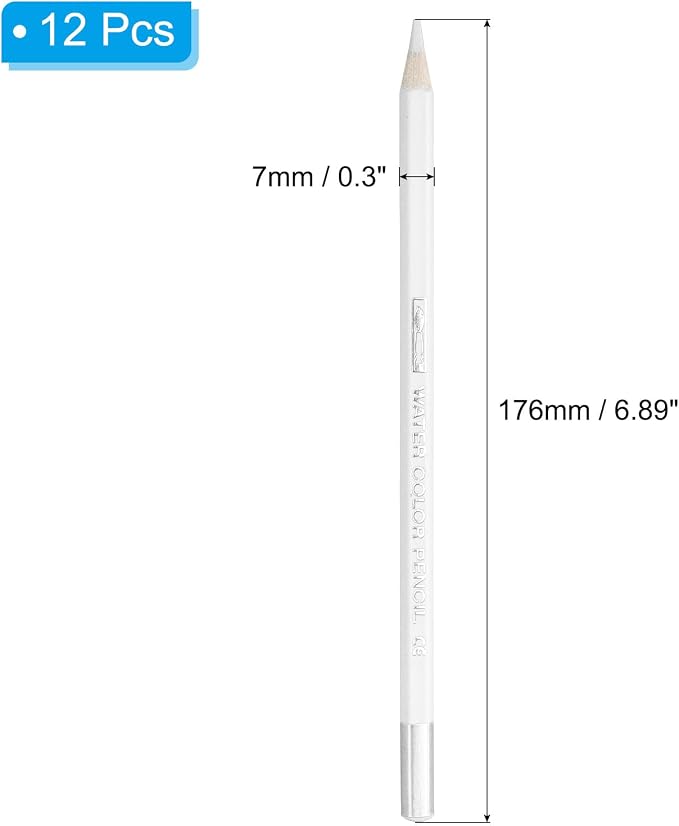 PATIKIL Watercolor Pencil, 12Pcs Water Soluble Pencils for Blending, Coloring, Sketch Drawing, Painting, White